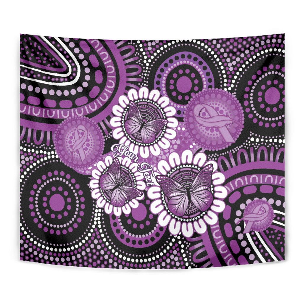 Australia Indigenous Butterflies Personalised Tapestry Lupus Support Purple Ribbon Aboriginal Art