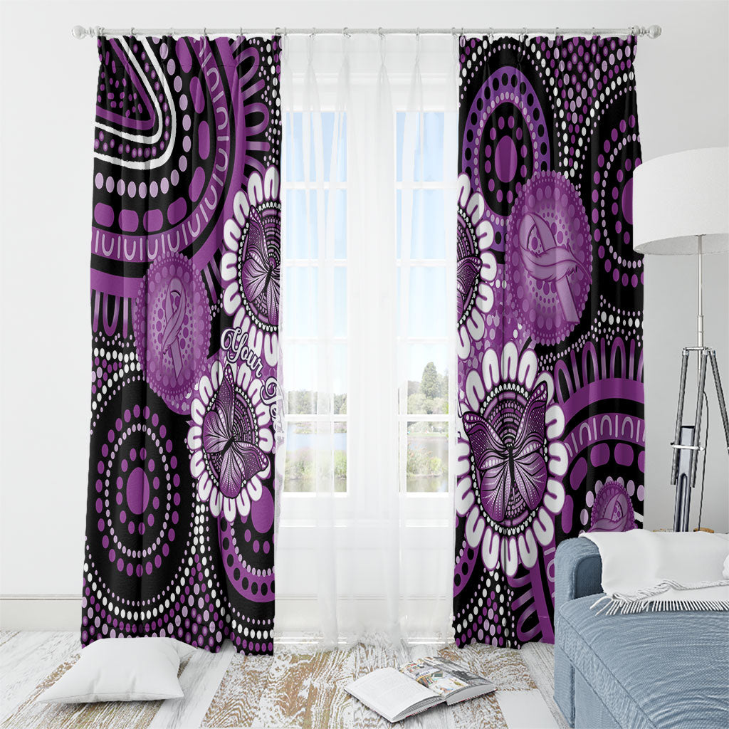 Australia Indigenous Butterflies Personalised Window Curtain Lupus Support Purple Ribbon Aboriginal Art