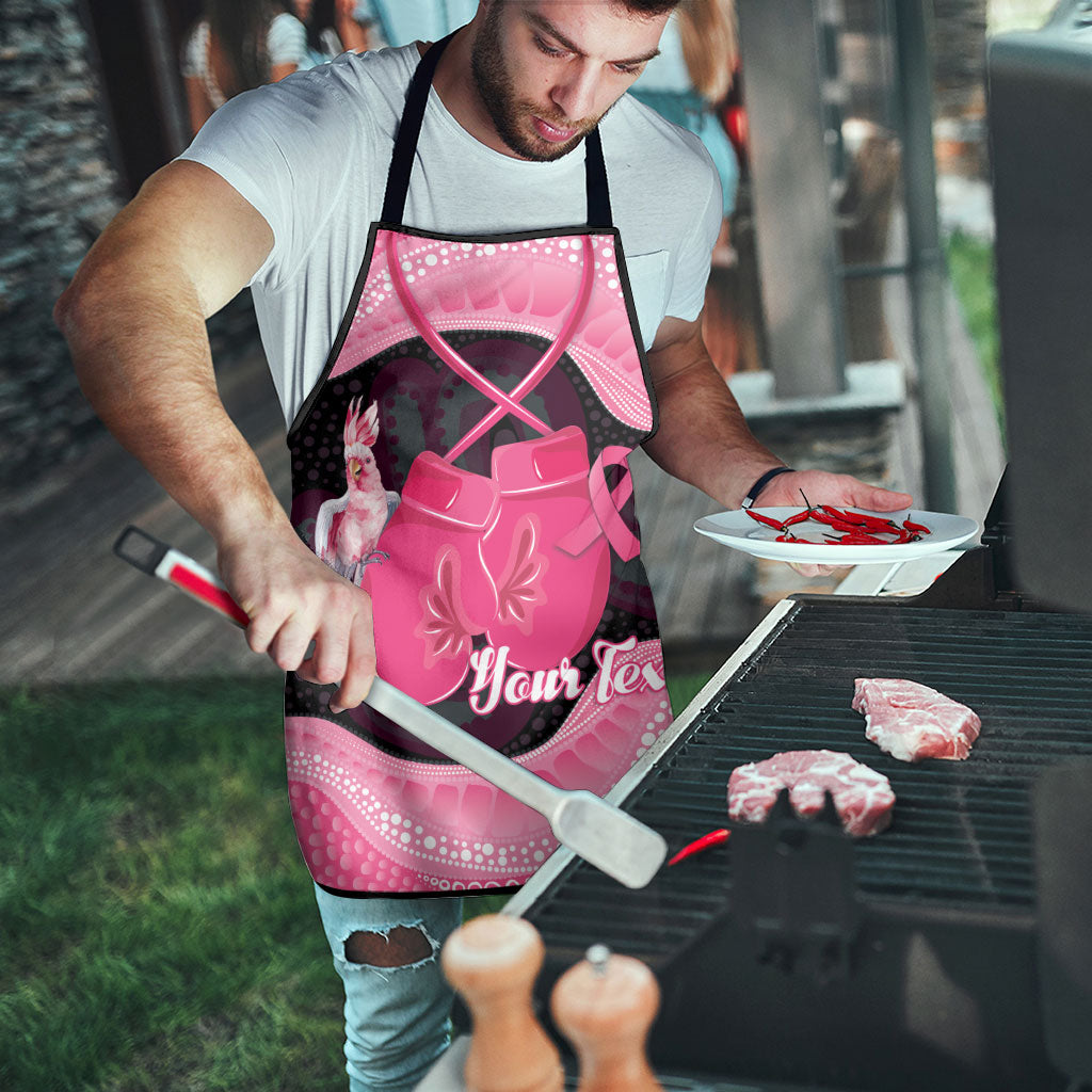 Personalised Australia Breast Cancer Support Apron Pink Cockatoo Fight Boxing Gloves Aboriginal Art