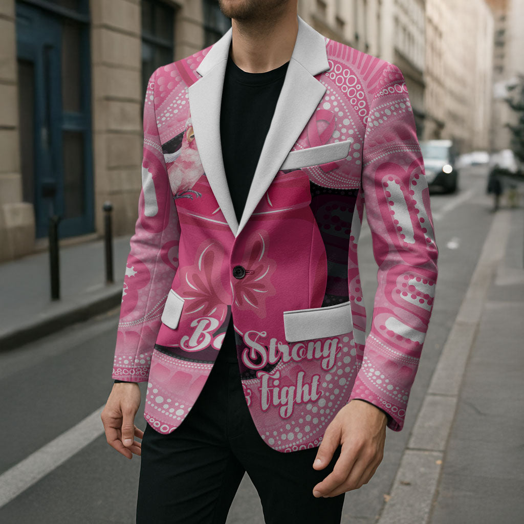 Personalised Australia Breast Cancer Support Blazer Pink Cockatoo Fight Boxing Gloves Aboriginal Art
