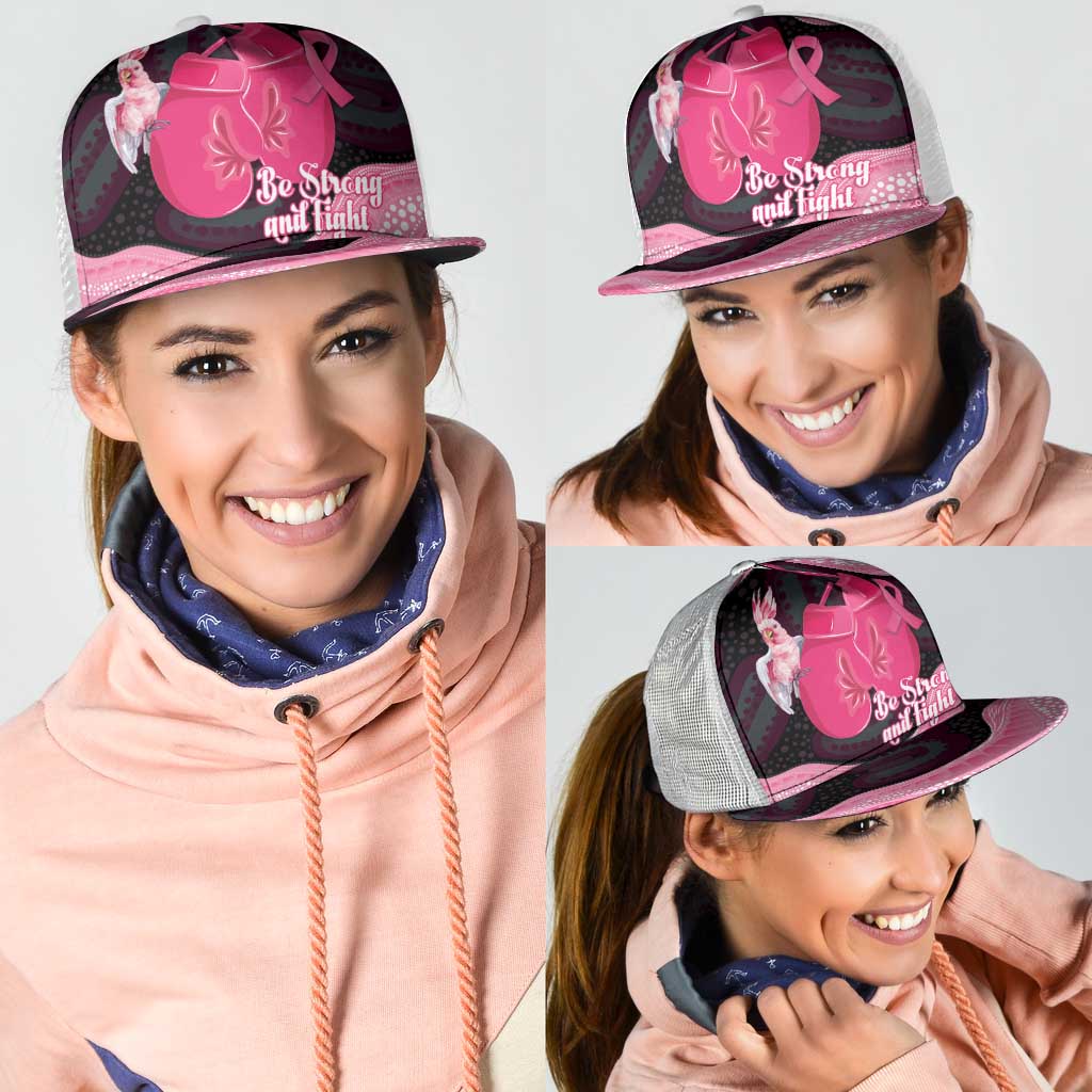 Australia Breast Cancer Support Mesh Trucker Cap Pink Cockatoo Fight Boxing Gloves Aboriginal Art