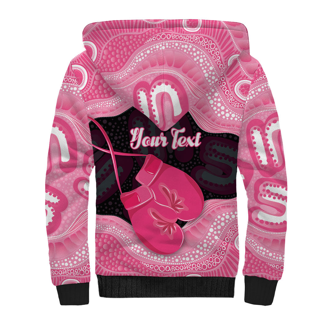 Personalised Australia Breast Cancer Support Sherpa Hoodie Pink Cockatoo Fight Boxing Gloves Aboriginal Art