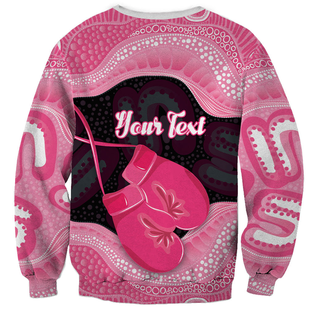 Personalised Australia Breast Cancer Support Sweatshirt Pink Cockatoo Fight Boxing Gloves Aboriginal Art