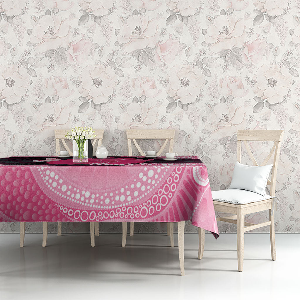 Personalised Australia Breast Cancer Support Tablecloth Pink Cockatoo Fight Boxing Gloves Aboriginal Art