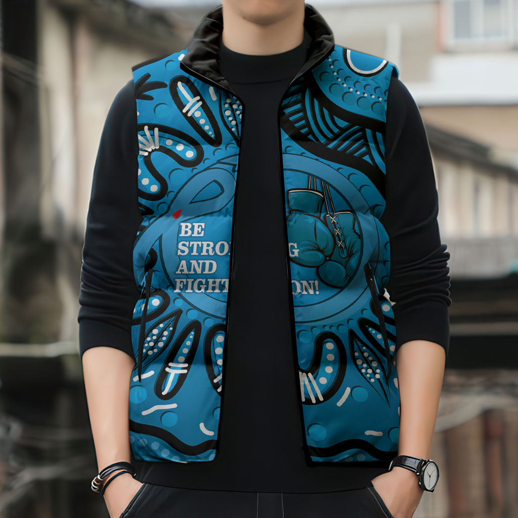 Australia Diabetes Support Sleeveless Puffer Jacket Be Strong And Fight On Aboriginal Art