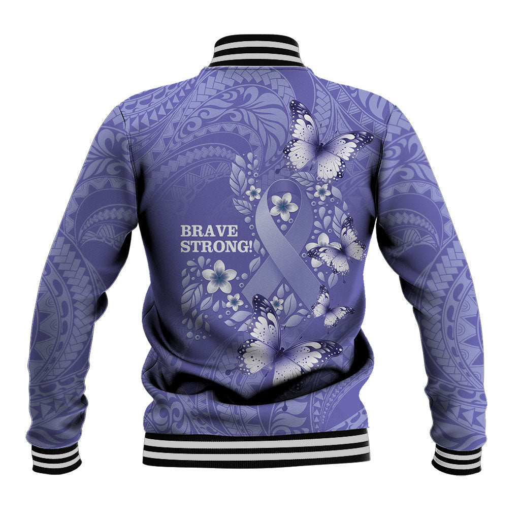 Polynesia Stomach Cancer Support Baseball Jacket Periwinkle Ribbon Brave Strong