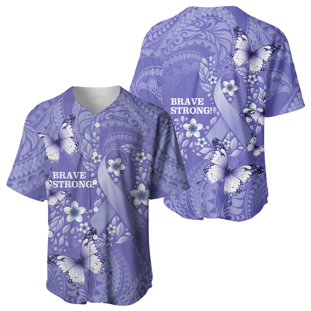 Polynesia Stomach Cancer Support Baseball Jersey Periwinkle Ribbon Brave Strong