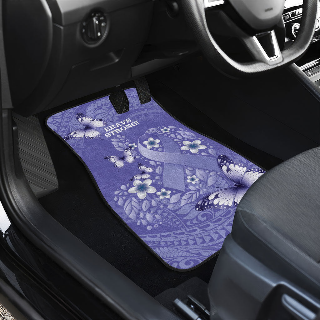 Polynesia Stomach Cancer Support Car Mats Periwinkle Ribbon Brave Strong