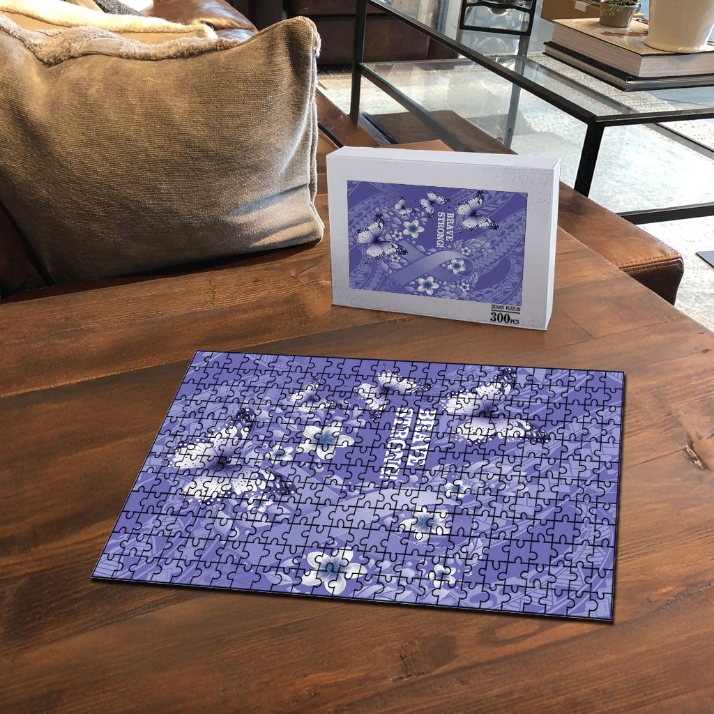 Polynesia Stomach Cancer Support Puzzle Periwinkle Ribbon Brave Strong