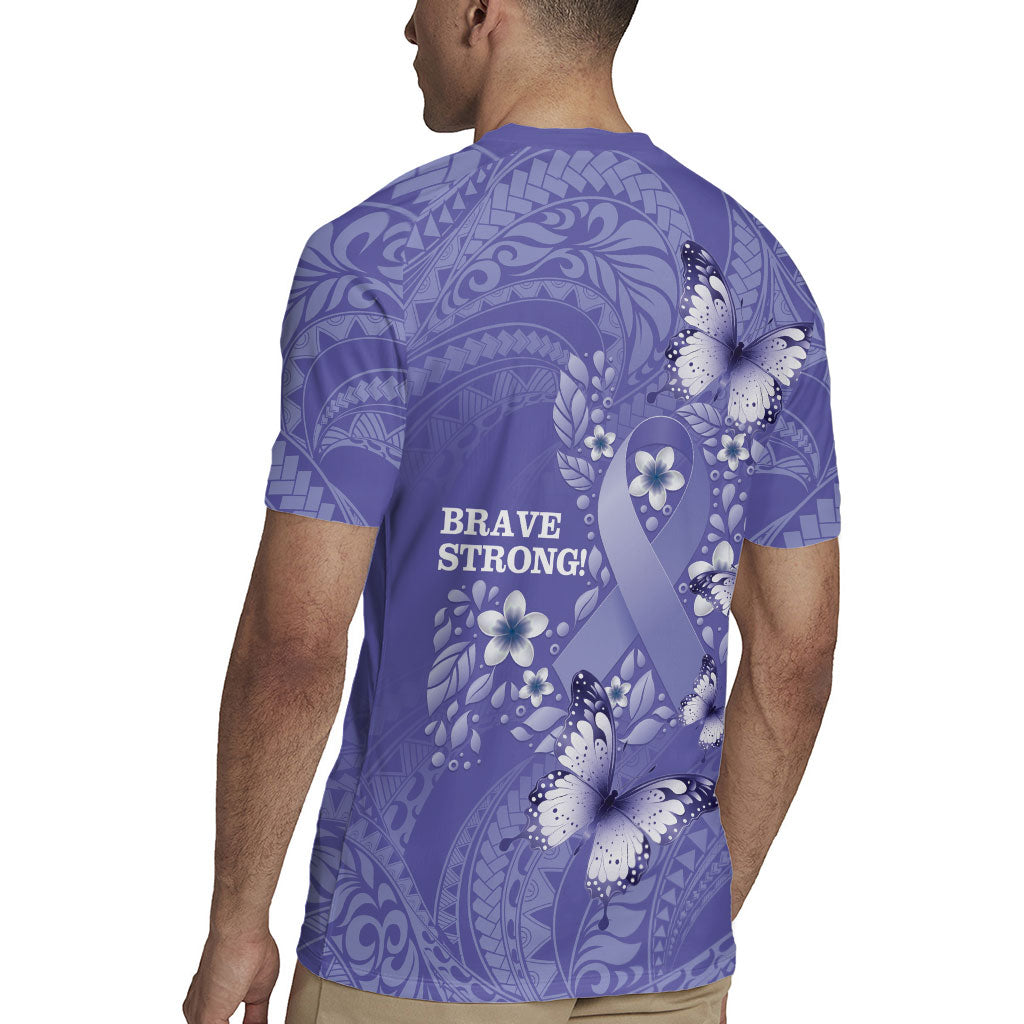 Polynesia Stomach Cancer Support Rugby Jersey Periwinkle Ribbon Brave Strong