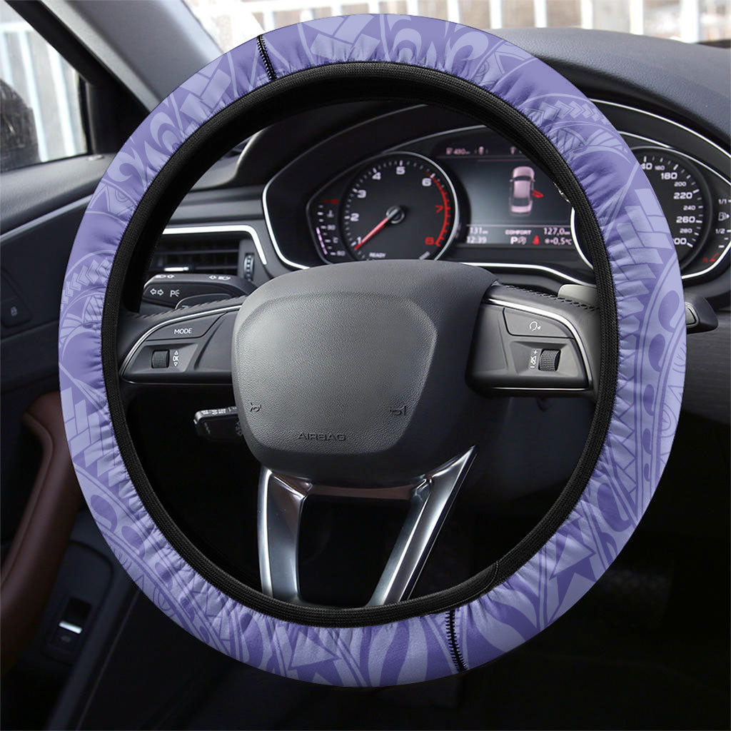 Polynesia Stomach Cancer Support Steering Wheel Cover Periwinkle Ribbon Brave Strong
