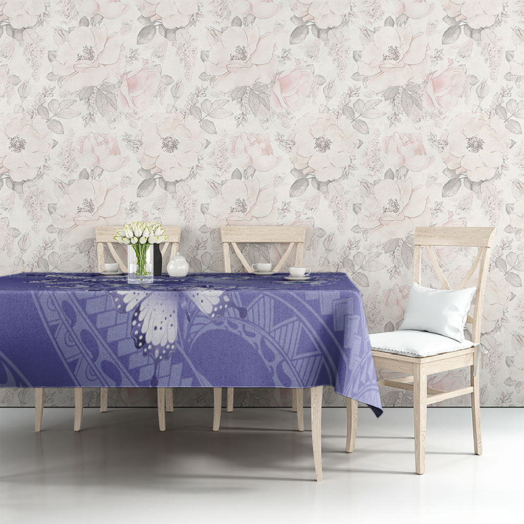 Polynesia Stomach Cancer Support Tablecloth Periwinkle Ribbon Brave Strong