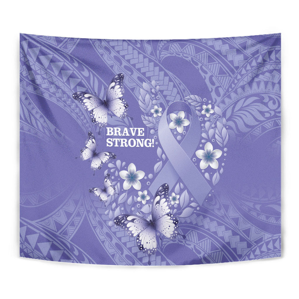 Polynesia Stomach Cancer Support Tapestry Periwinkle Ribbon Brave Strong