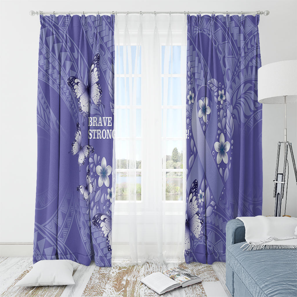 Polynesia Stomach Cancer Support Window Curtain Periwinkle Ribbon Brave Strong