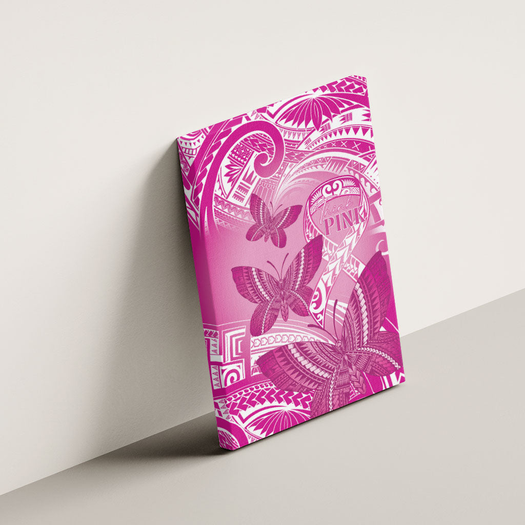 Polynesia Breast Cancer Support Canvas Wall Art Think Pink Ribbon Polynesian Butterflies
