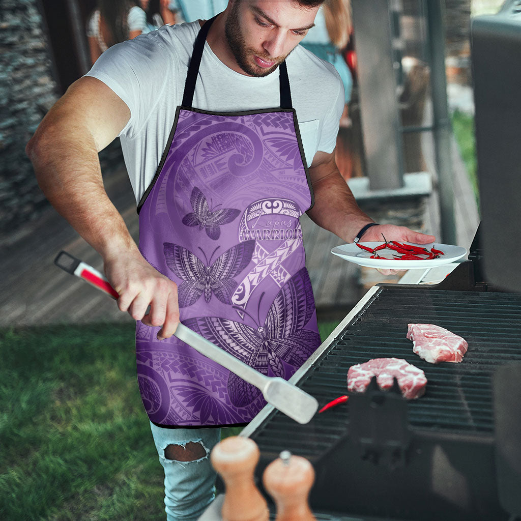 Polynesia Lupus Support Month Apron Warrior Purple Ribbon Polynesian Butterflies