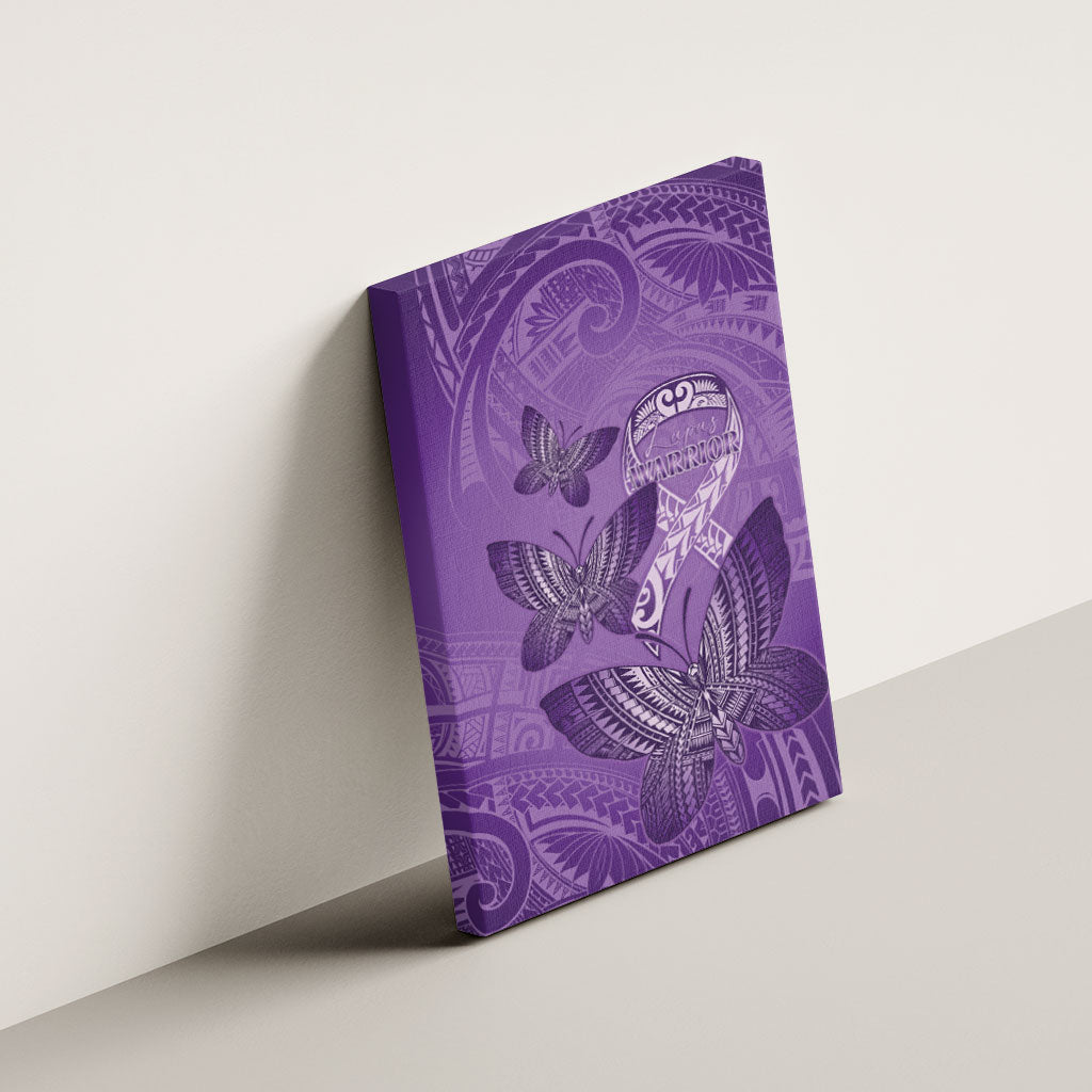 Polynesia Lupus Support Month Canvas Wall Art Warrior Purple Ribbon Polynesian Butterflies