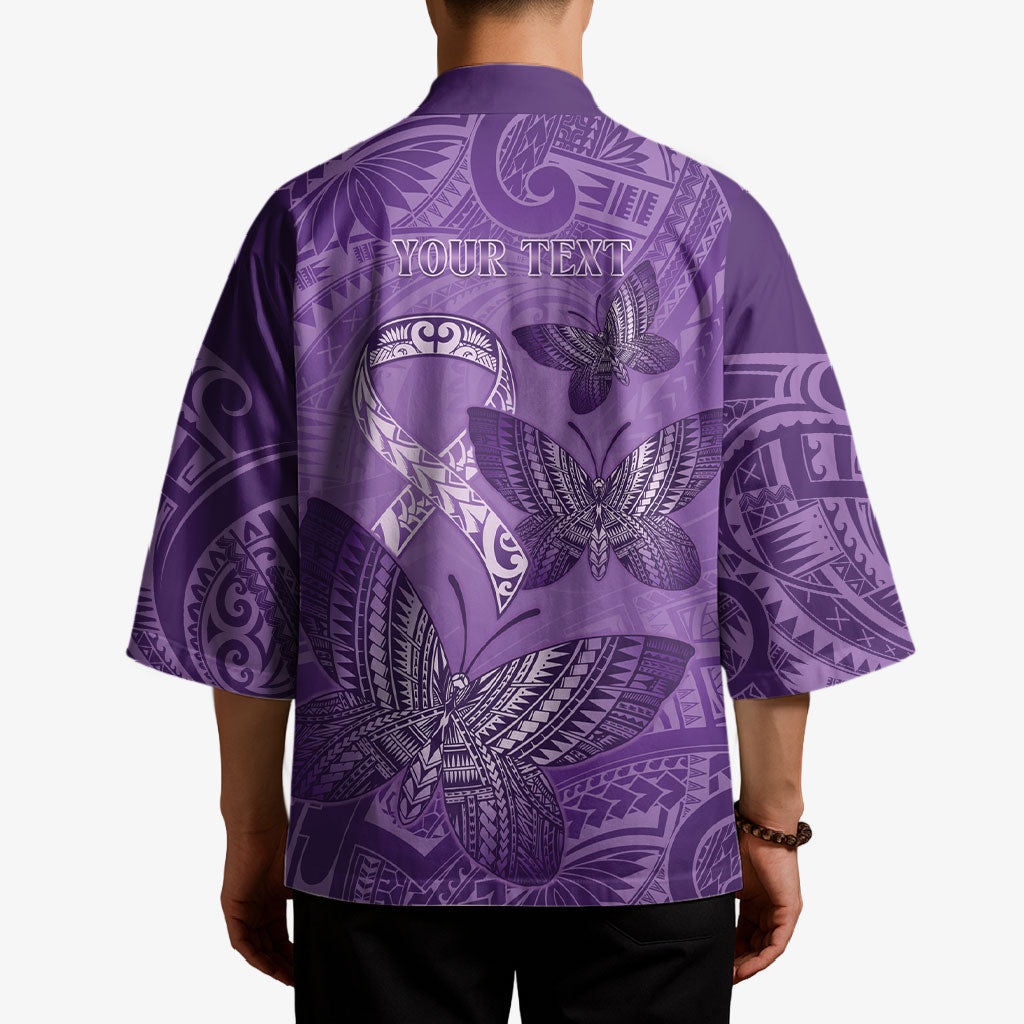 Personalised Polynesia Lupus Support Month Kimono Warrior Purple Ribbon Polynesian Butterflies