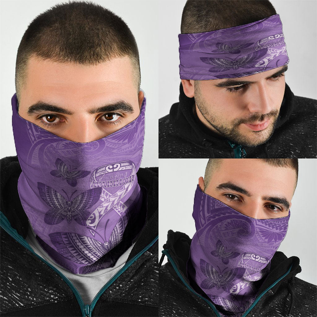 Polynesia Lupus Support Month Neck Gaiter Warrior Purple Ribbon Polynesian Butterflies