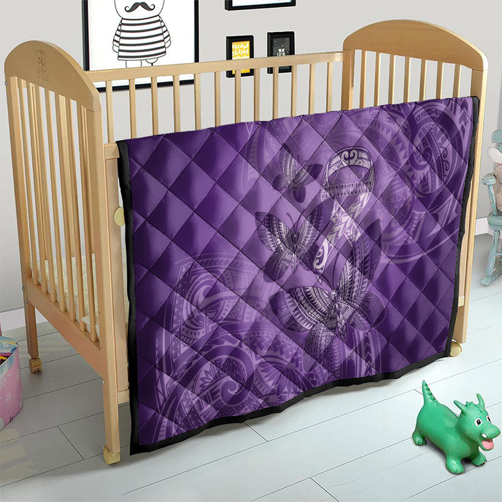 Polynesia Lupus Support Month Quilt Warrior Purple Ribbon Polynesian Butterflies