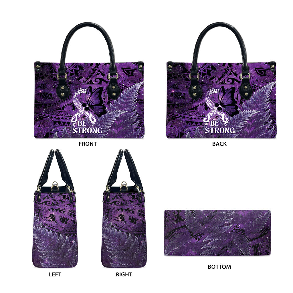 Lupus Support Month New Zealand Leather Bag Be Strong Warrior Maori Silver Fern