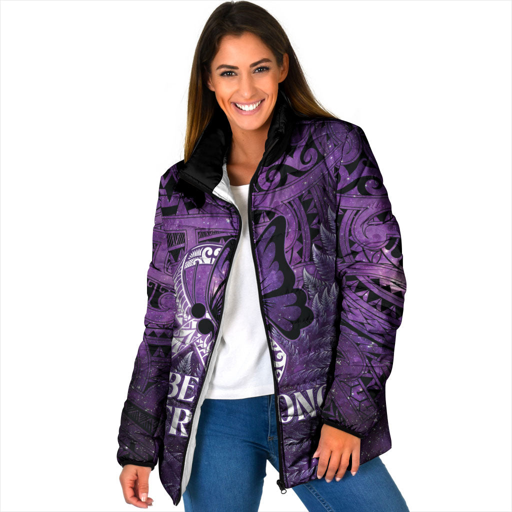 Lupus Support Month New Zealand Padded Jacket Be Strong Warrior Maori Silver Fern
