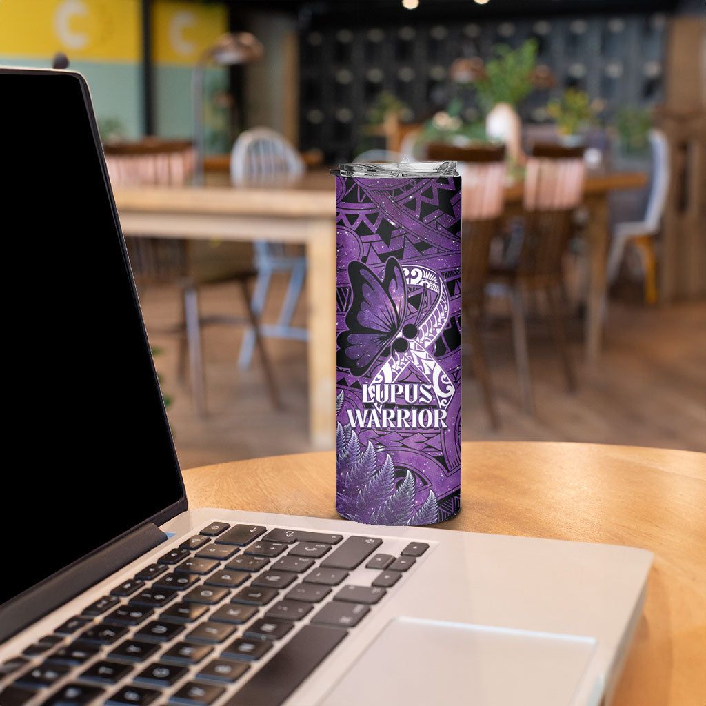 Lupus Support Month New Zealand Skinny Tumbler Be Strong Warrior Maori Silver Fern