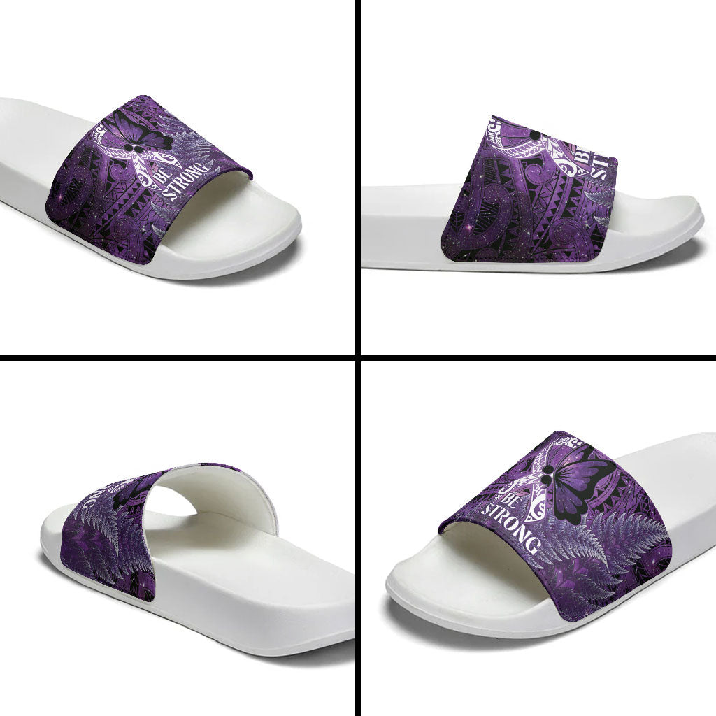 Lupus Support Month New Zealand Slide Sandals Be Strong Warrior Maori Silver Fern