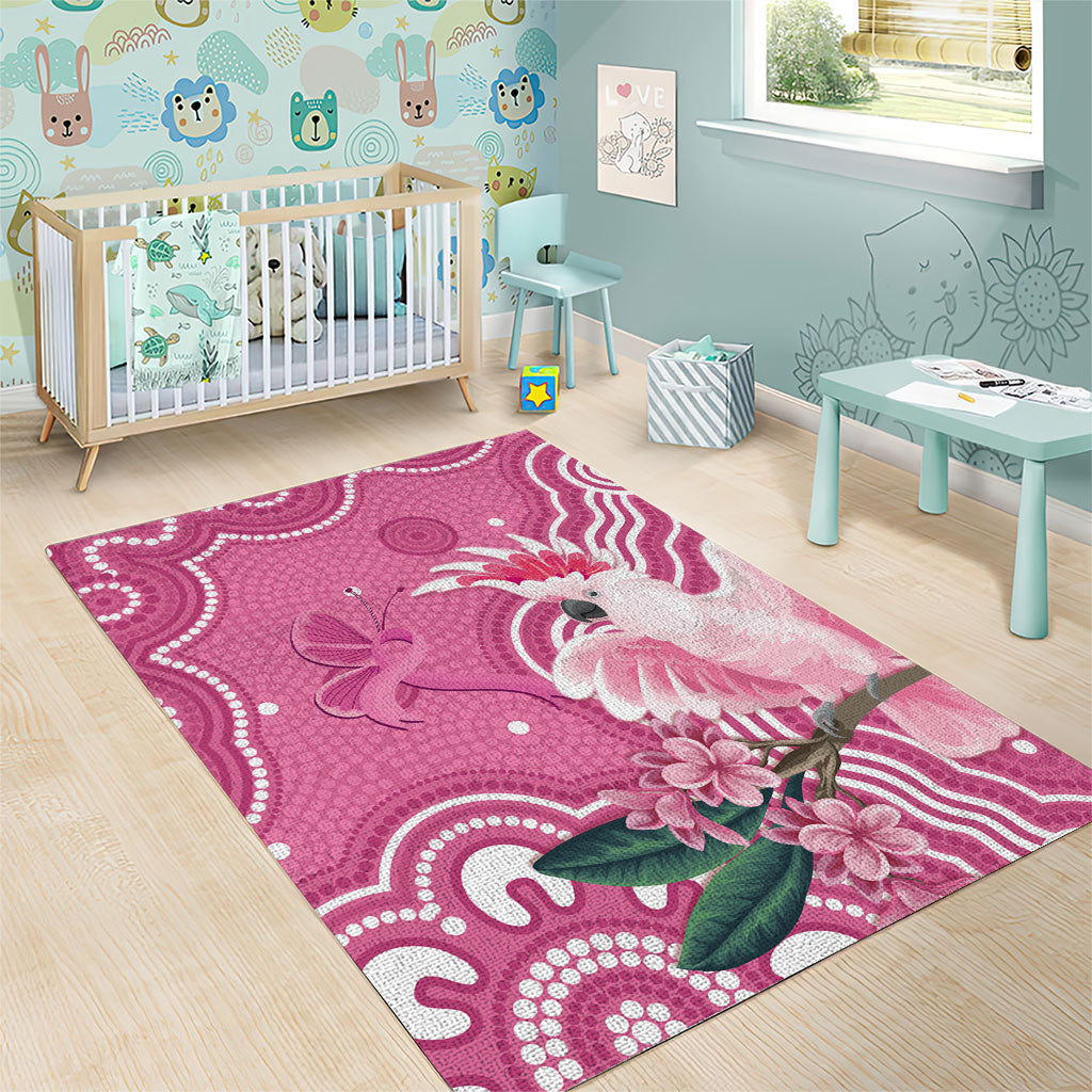 Australia Breast Cancer Support Area Rug Pink Cockatoo Ribbon Aboriginal Art
