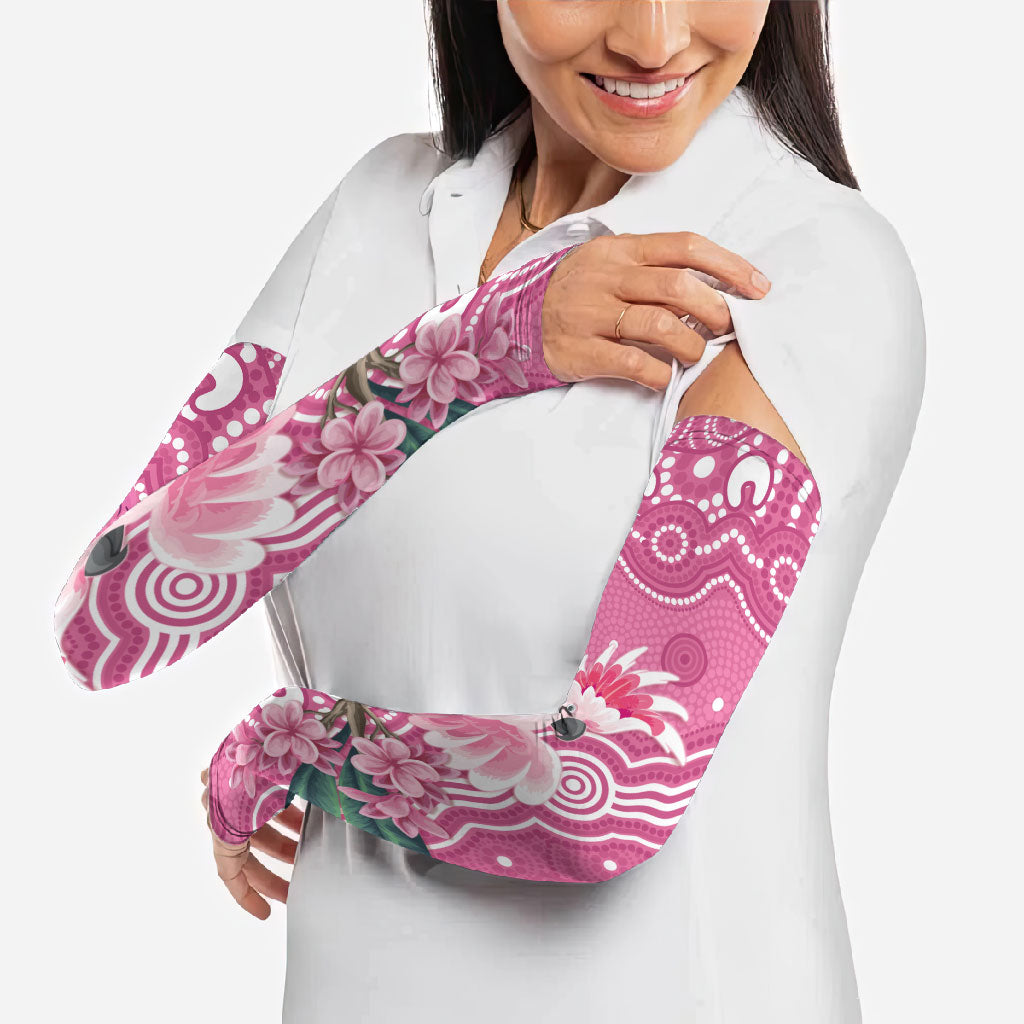 Australia Breast Cancer Support Arm Sleeves Pink Cockatoo Ribbon Aboriginal Art