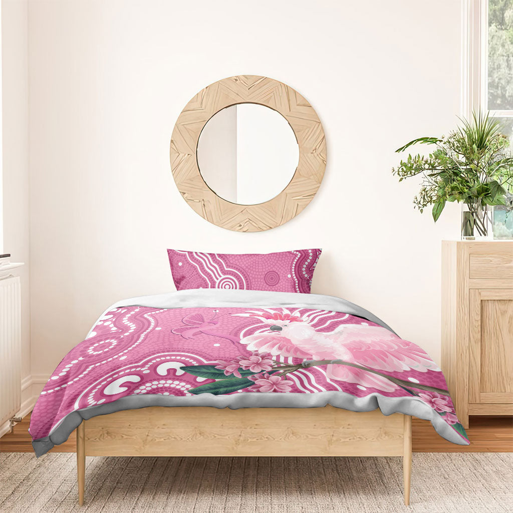 Australia Breast Cancer Support Bedding Set Pink Cockatoo Ribbon Aboriginal Art