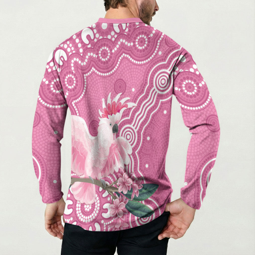 Australia Breast Cancer Support Button Sweatshirt Pink Cockatoo Ribbon Aboriginal Art