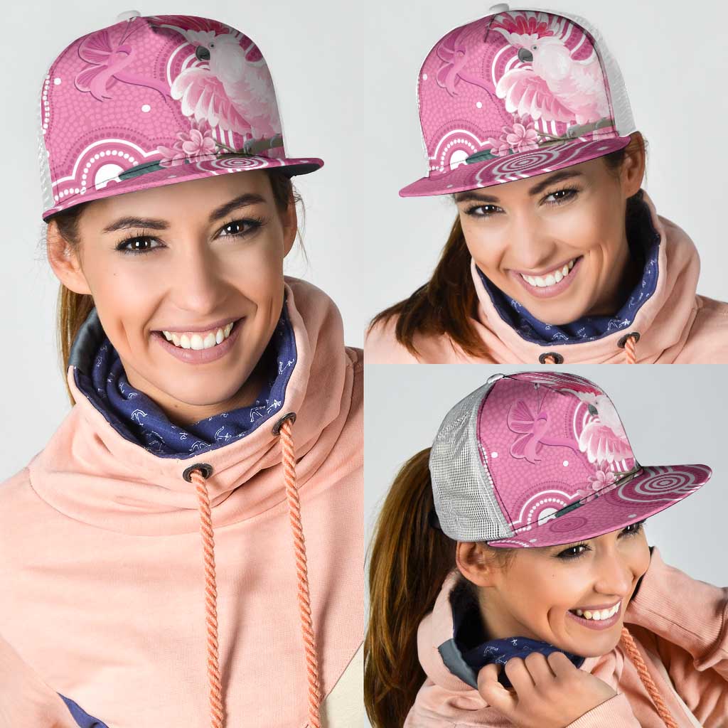 Australia Breast Cancer Support Mesh Trucker Cap Pink Cockatoo Ribbon Aboriginal Art