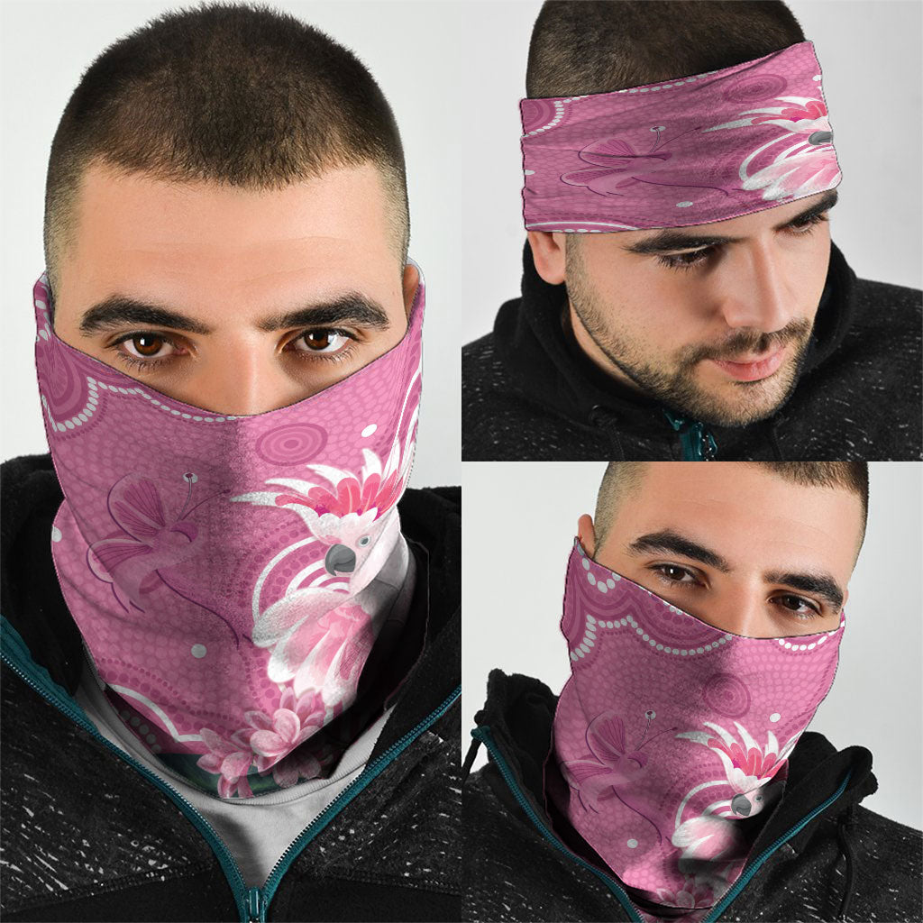 Australia Breast Cancer Support Neck Gaiter Pink Cockatoo Ribbon Aboriginal Art