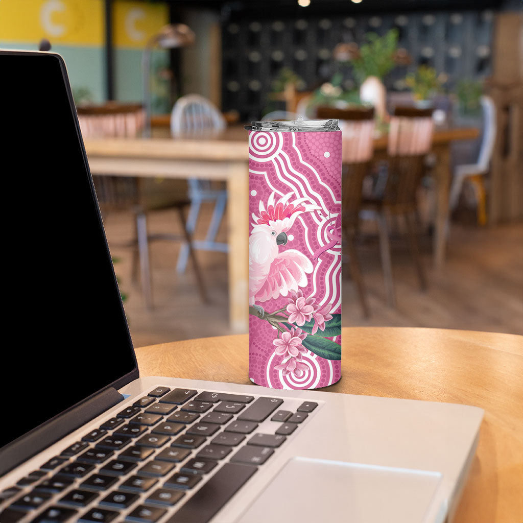 Australia Breast Cancer Support Skinny Tumbler Pink Cockatoo Ribbon Aboriginal Art