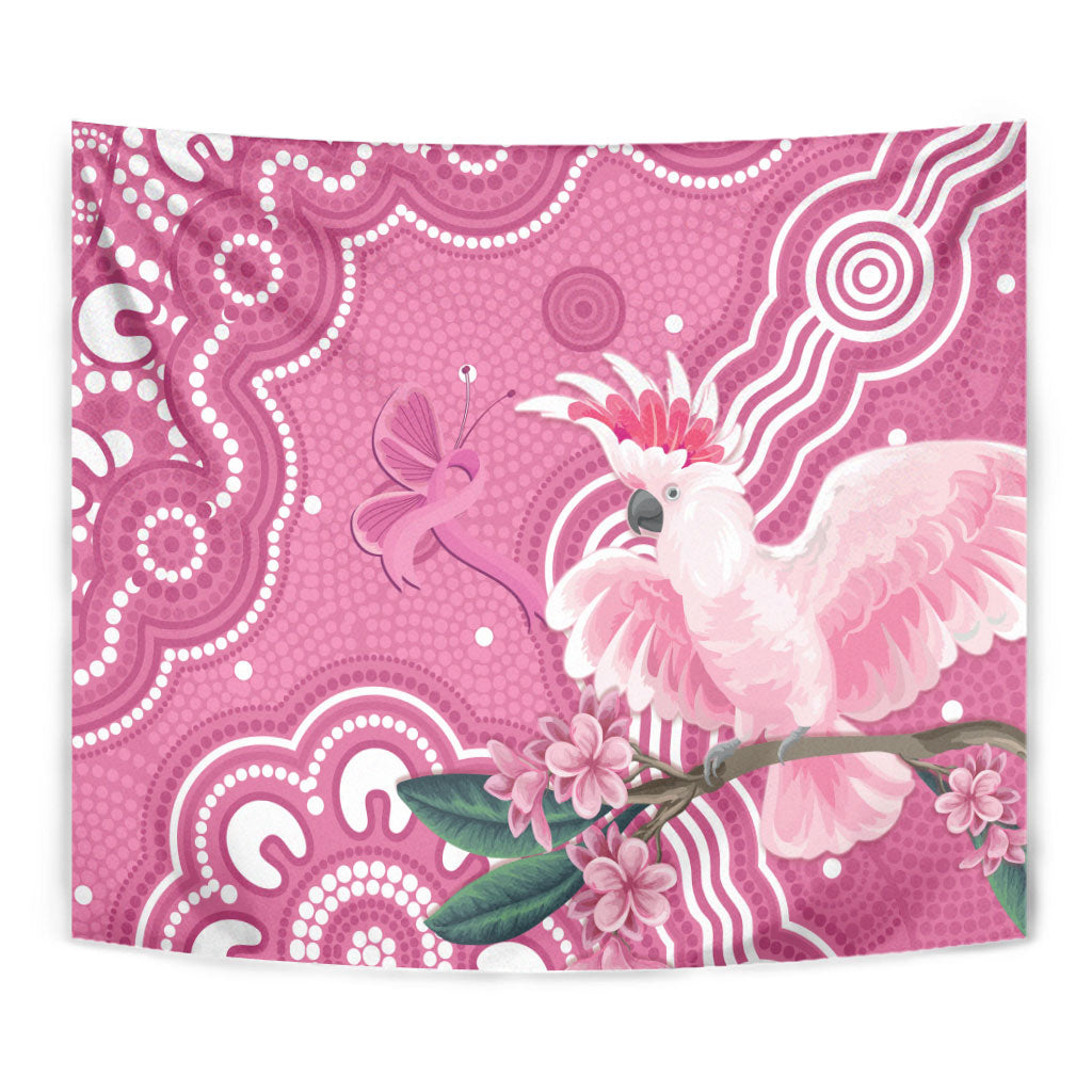 Australia Breast Cancer Support Tapestry Pink Cockatoo Ribbon Aboriginal Art