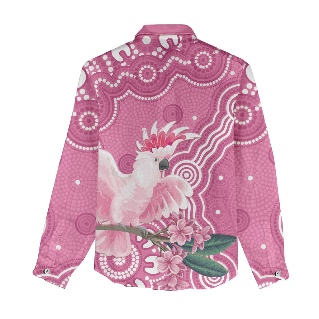 Australia Breast Cancer Support Women Casual Shirt Pink Cockatoo Ribbon Aboriginal Art