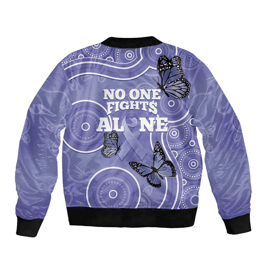 Australia Stomach Cancer Support Bomber Jacket No One Fights Alone Aboriginal Art