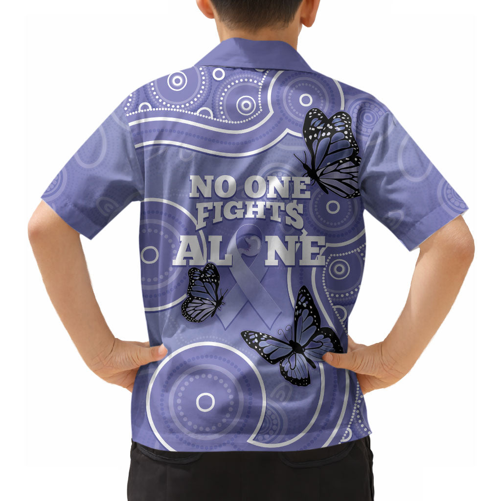 Australia Stomach Cancer Support Hawaiian Shirt No One Fights Alone Aboriginal Art