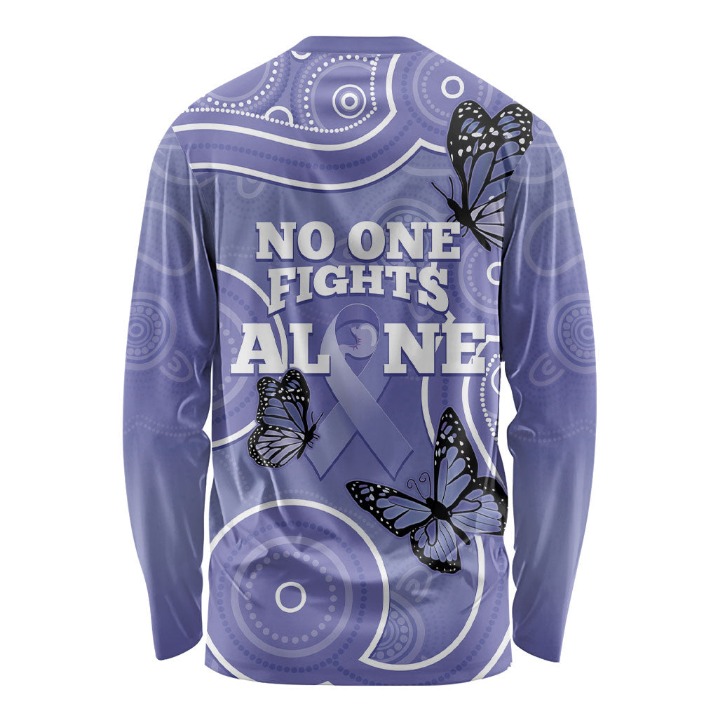 Australia Stomach Cancer Support Long Sleeve Shirt No One Fights Alone Aboriginal Art