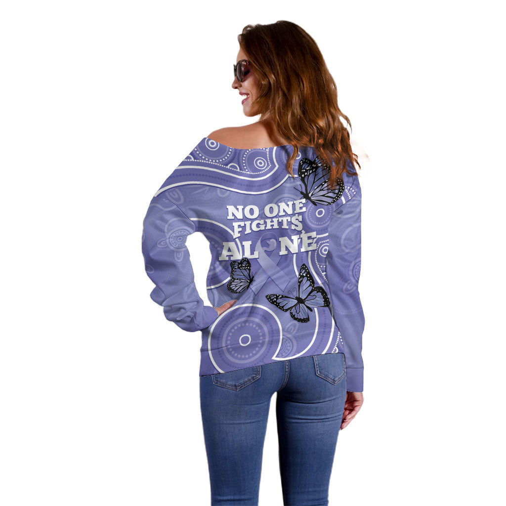 Australia Stomach Cancer Support Off Shoulder Sweater No One Fights Alone Aboriginal Art