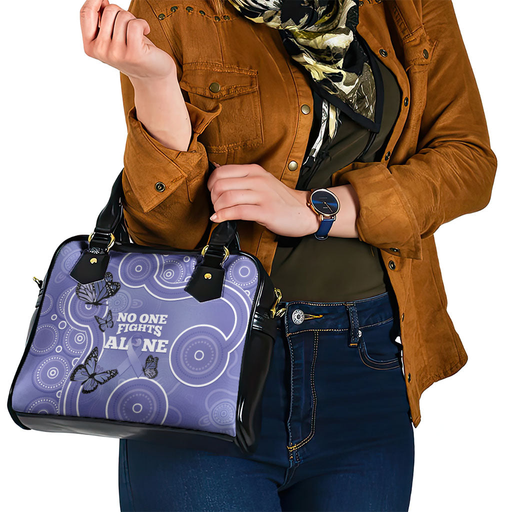 Australia Stomach Cancer Support Shoulder Handbag No One Fights Alone Aboriginal Art