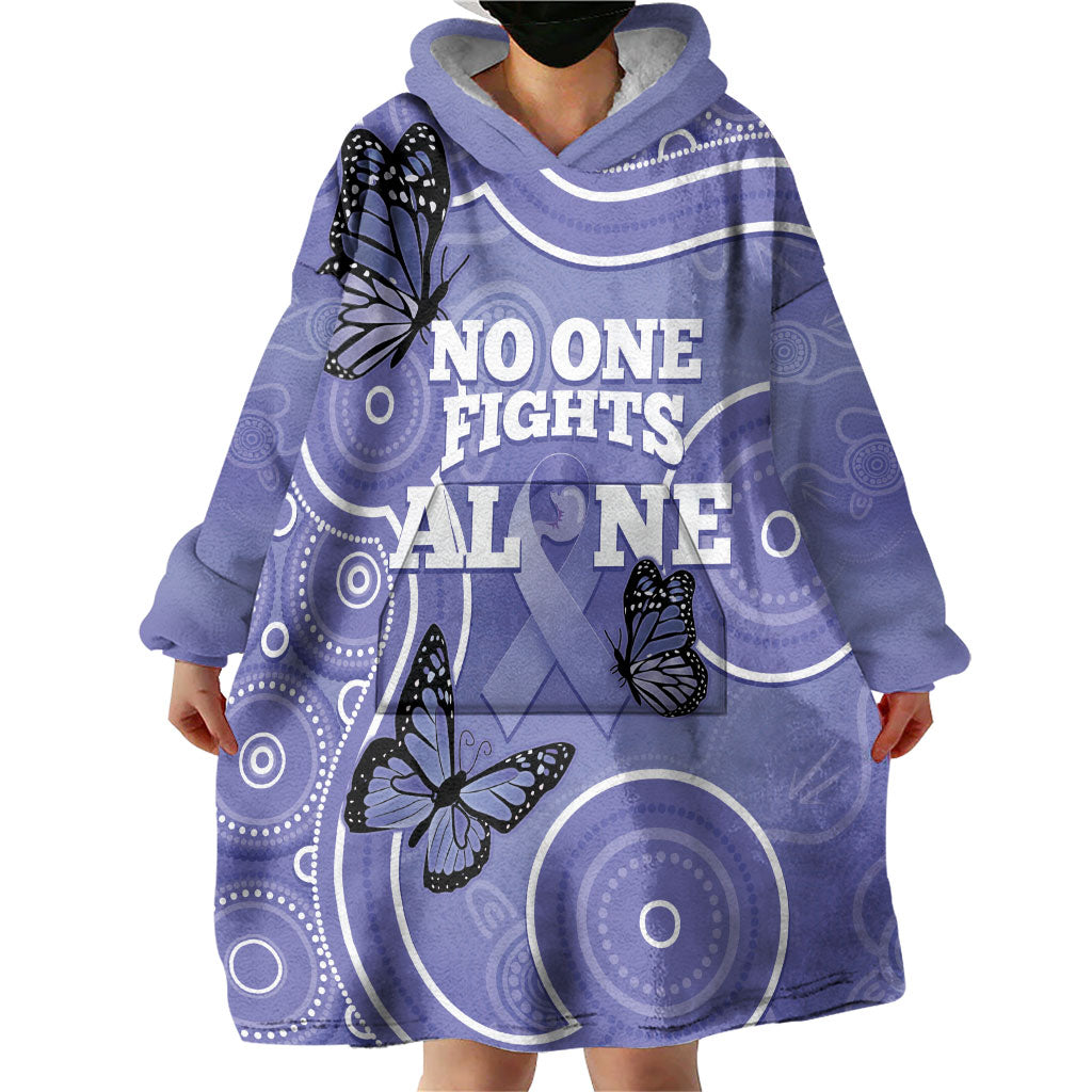Australia Stomach Cancer Support Wearable Blanket Hoodie No One Fights Alone Aboriginal Art