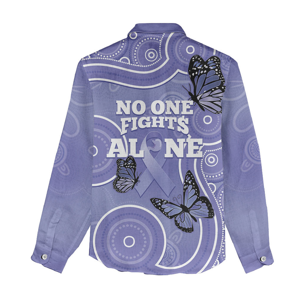 Australia Stomach Cancer Support Women Casual Shirt No One Fights Alone Aboriginal Art