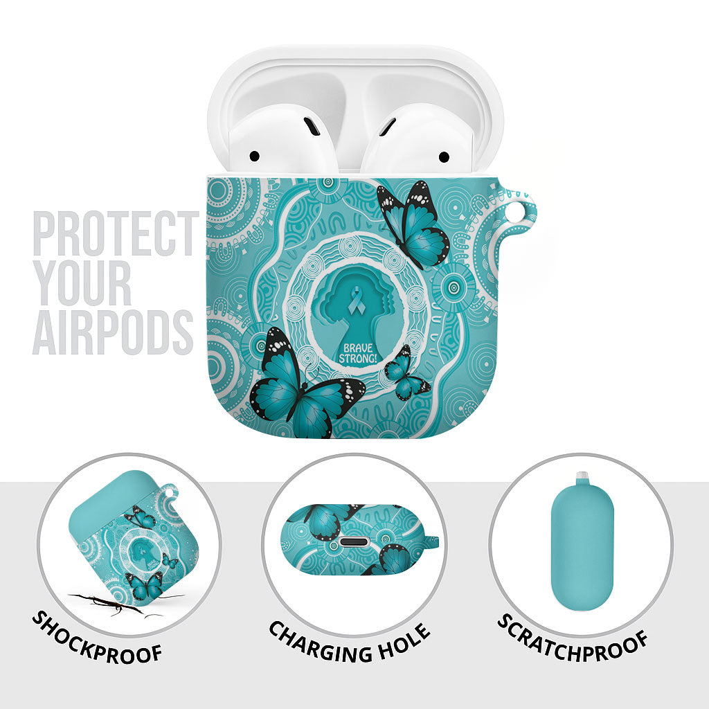 Australia Cervical Cancer Support AirPods Case Brave Strong Butterfly Aboriginal Art