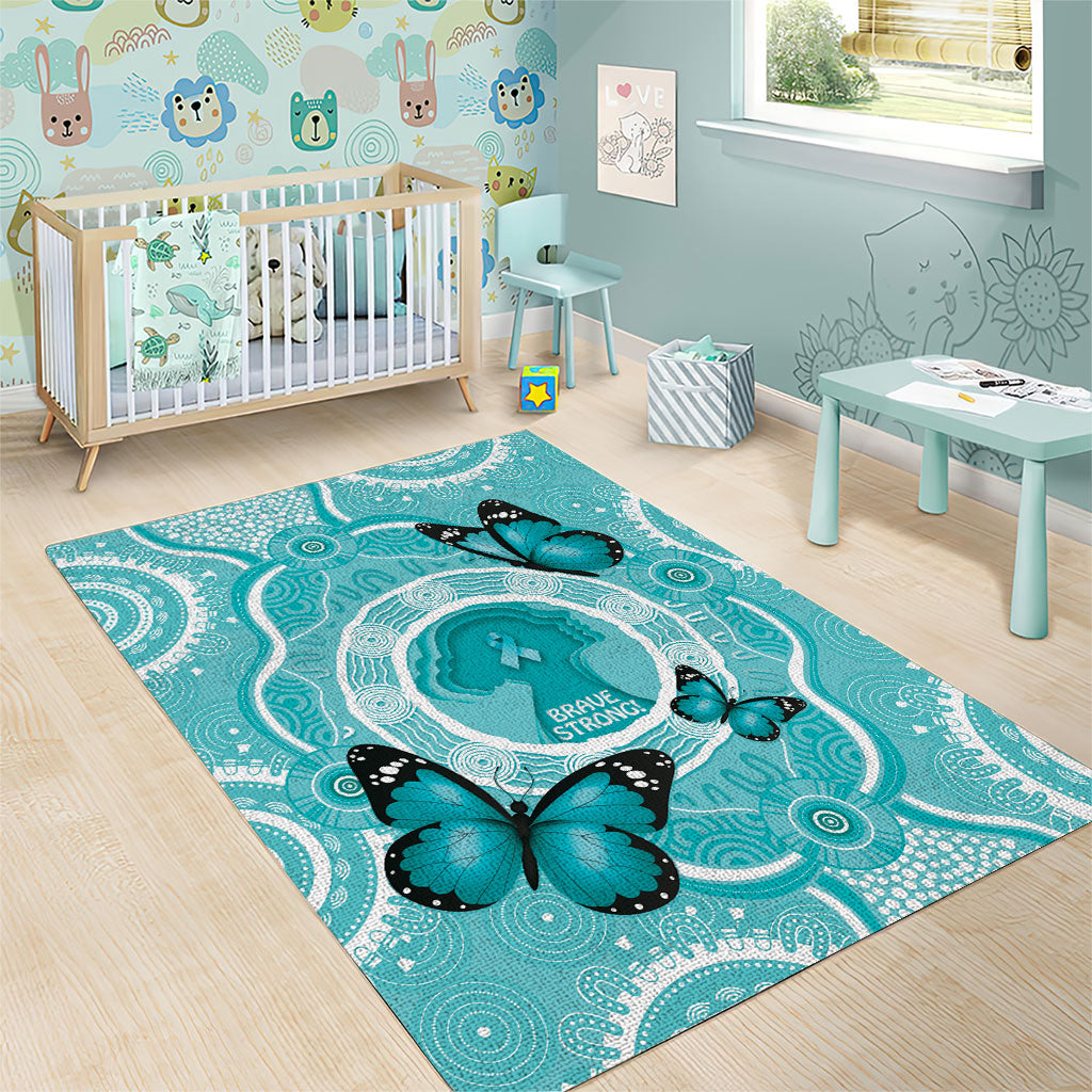 Australia Cervical Cancer Support Area Rug Brave Strong Butterfly Aboriginal Art