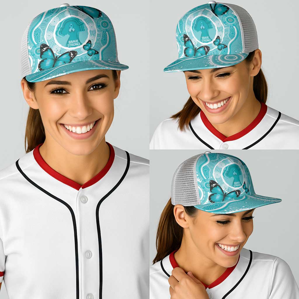 Australia Cervical Cancer Support Baseball Net Cap Brave Strong Butterfly Aboriginal Art