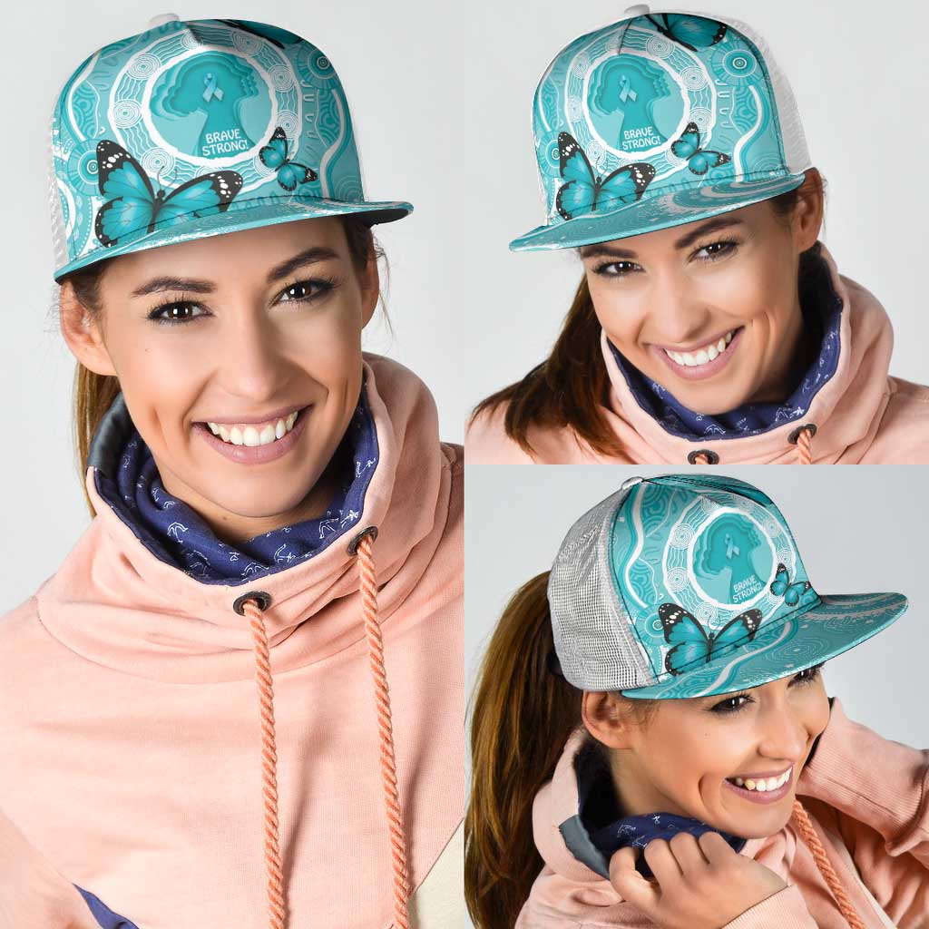 Australia Cervical Cancer Support Mesh Trucker Cap Brave Strong Butterfly Aboriginal Art