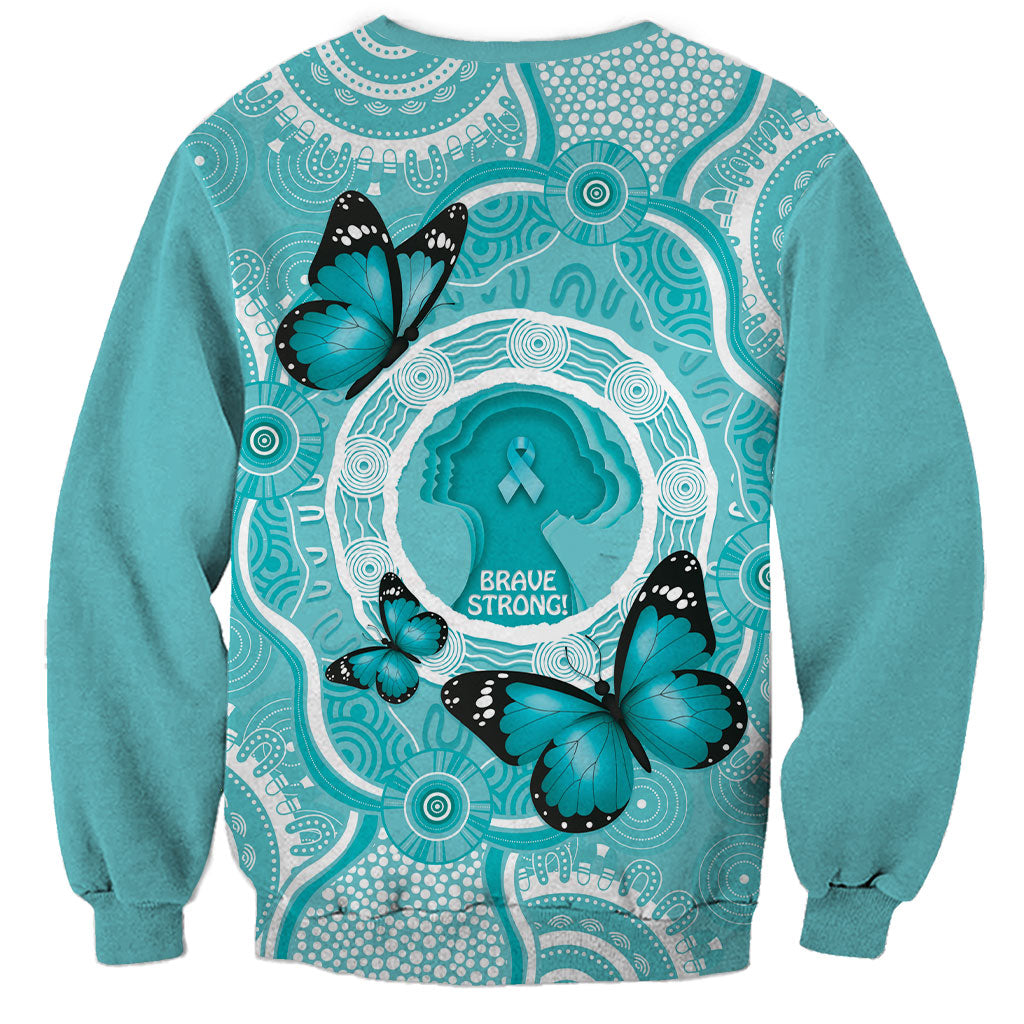 Australia Cervical Cancer Support Sweatshirt Brave Strong Butterfly Aboriginal Art
