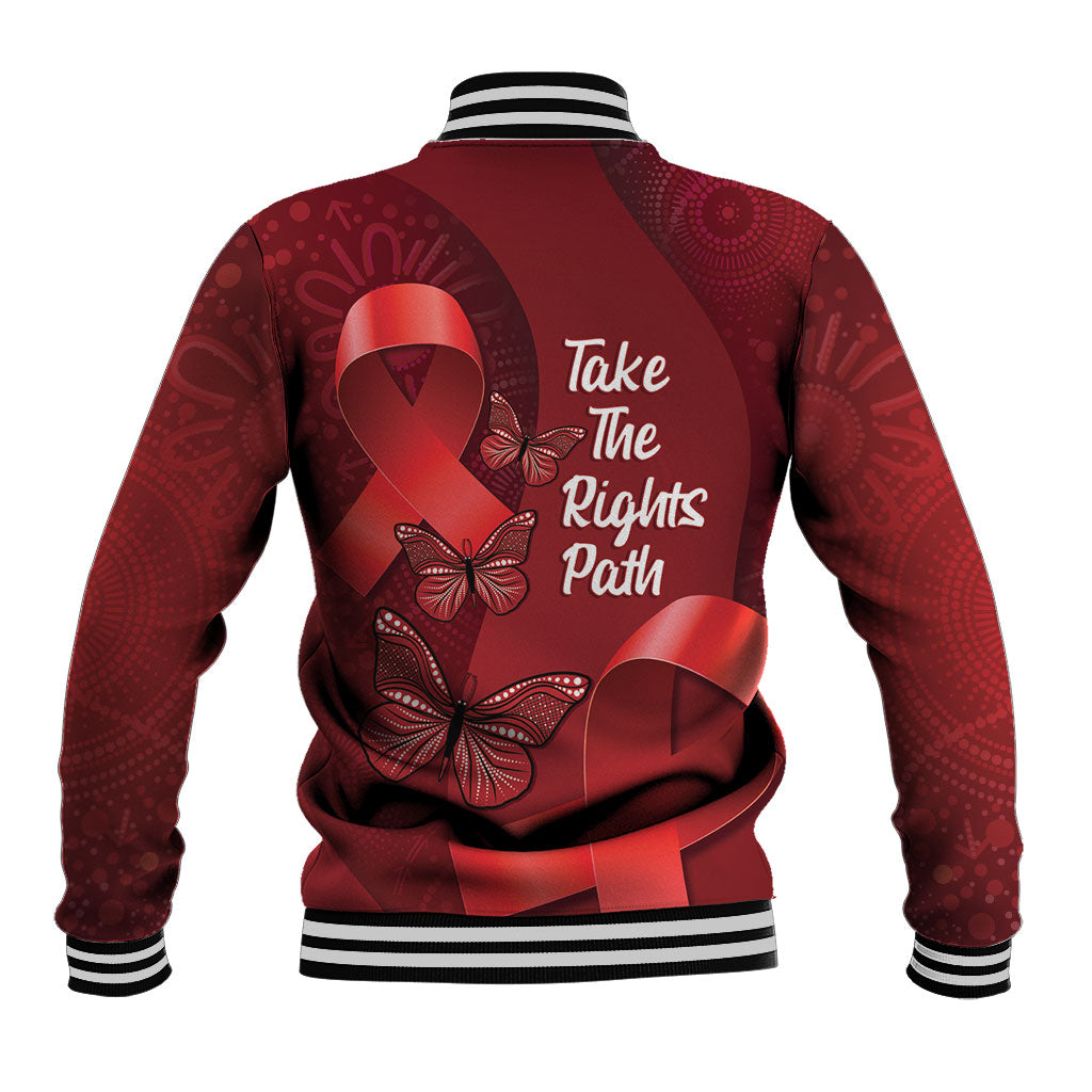 Australia AIDS Support Baseball Jacket Take The Rights Path Aboriginal Art